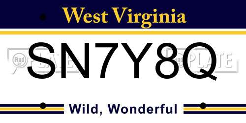 SN7Y8Q West Virginia License Plate