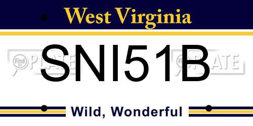 SNI51B West Virginia License Plate