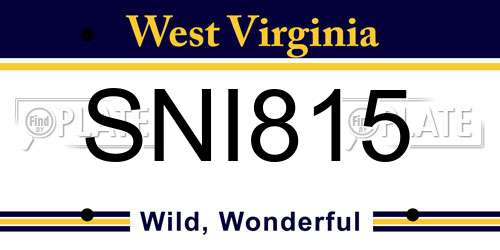 SNI815 West Virginia License Plate