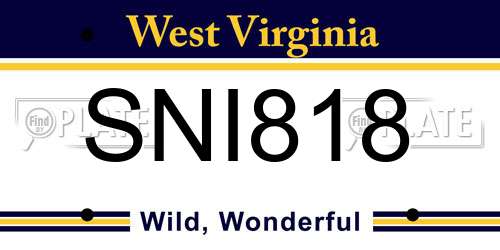 SNI818 West Virginia License Plate