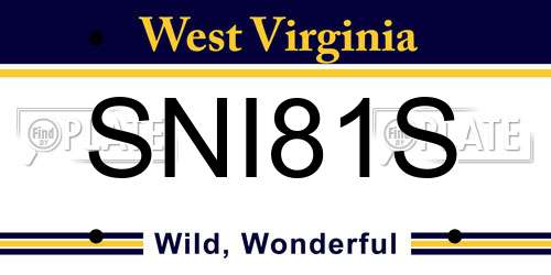 SNI81S West Virginia License Plate