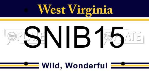 SNIB15 West Virginia License Plate