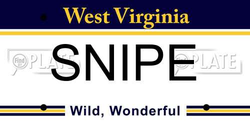SNIPE West Virginia License Plate