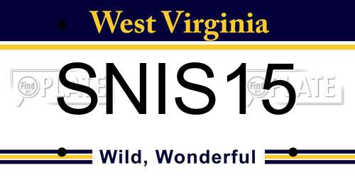 SNIS15 West Virginia License Plate