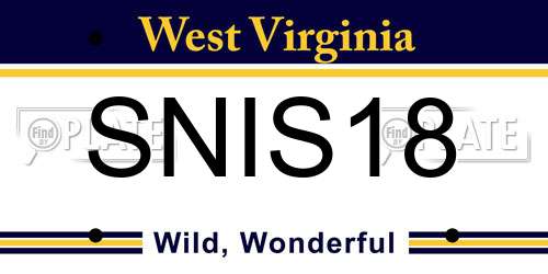 SNIS18 West Virginia License Plate