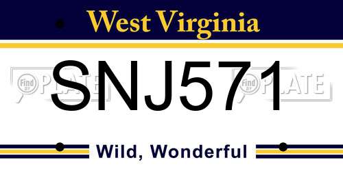 SNJ571 West Virginia License Plate