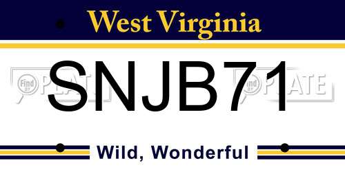 SNJB71 West Virginia License Plate