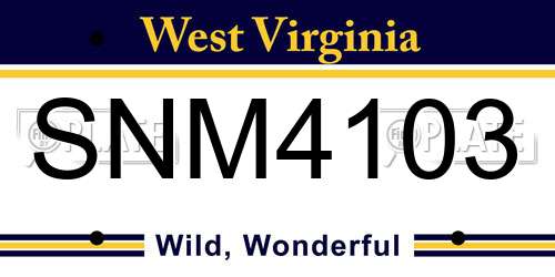SNM4103 West Virginia License Plate