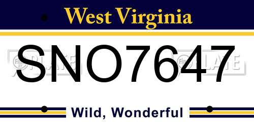 SNO7647 West Virginia License Plate