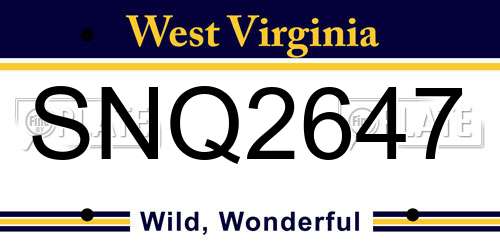 SNQ2647 West Virginia License Plate