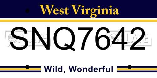 SNQ7642 West Virginia License Plate