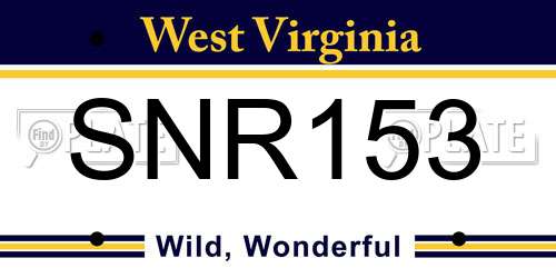 SNR153 West Virginia License Plate