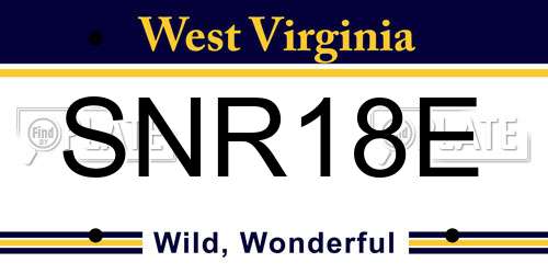 SNR18E West Virginia License Plate