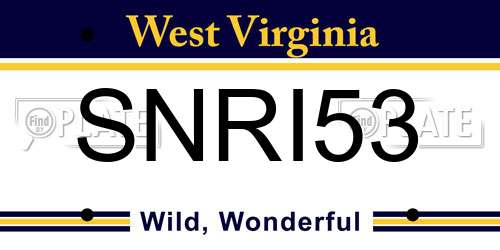 SNRI53 West Virginia License Plate