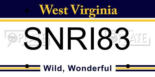 SNRI83 West Virginia License Plate