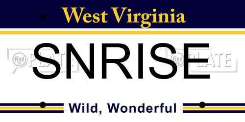 SNRISE West Virginia License Plate