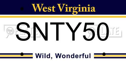SNTY50 West Virginia License Plate