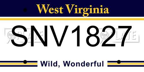 SNV1827 West Virginia License Plate