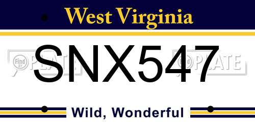 SNX547 West Virginia License Plate