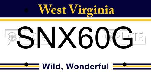 SNX60G West Virginia License Plate
