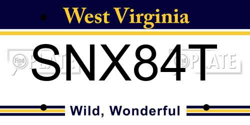 SNX84T West Virginia License Plate