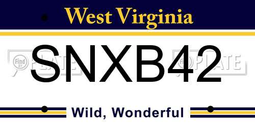 SNXB42 West Virginia License Plate