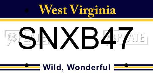 SNXB47 West Virginia License Plate
