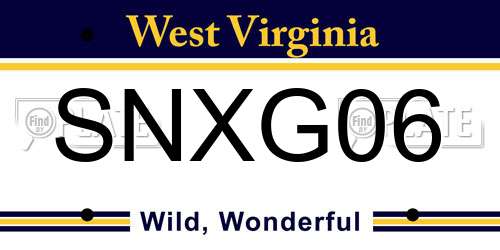 SNXG06 West Virginia License Plate