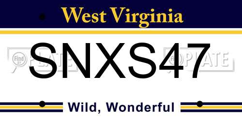 SNXS47 West Virginia License Plate