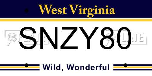 SNZY80 West Virginia License Plate
