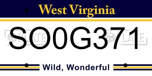 SO0G371 West Virginia License Plate