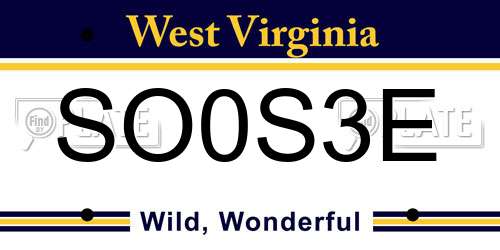 SO0S3E West Virginia License Plate
