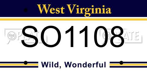 SO1108 West Virginia License Plate