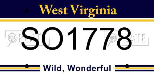 SO1778 West Virginia License Plate