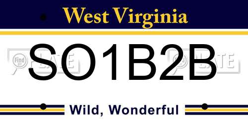 SO1B2B West Virginia License Plate