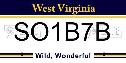 SO1B7B West Virginia License Plate