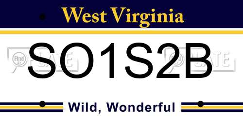 SO1S2B West Virginia License Plate