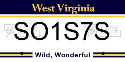 SO1S7S West Virginia License Plate