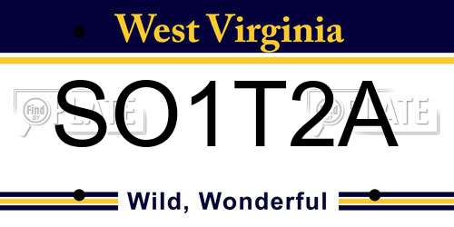 SO1T2A West Virginia License Plate