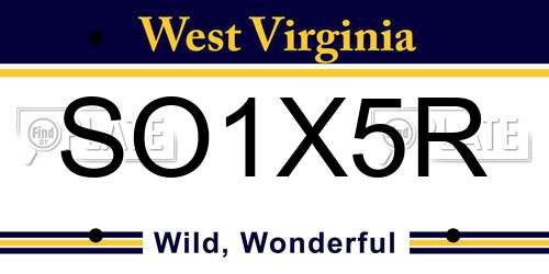 SO1X5R West Virginia License Plate