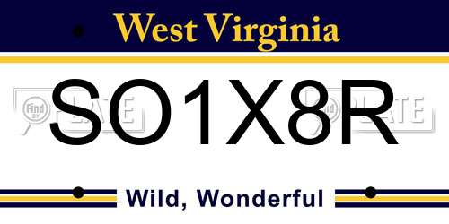 SO1X8R West Virginia License Plate