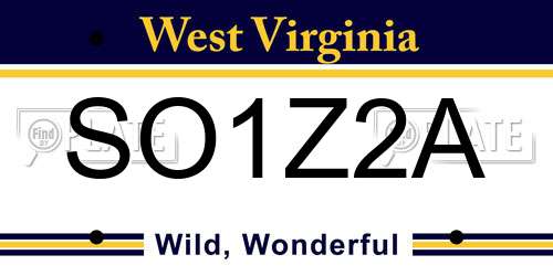 SO1Z2A West Virginia License Plate