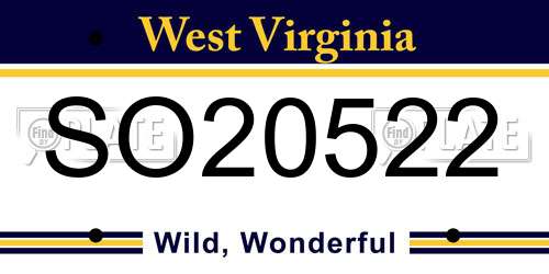 SO20522 West Virginia License Plate