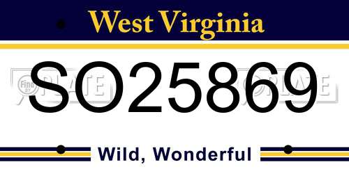 SO25869 West Virginia License Plate