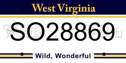 SO28869 West Virginia License Plate