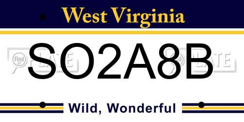 SO2A8B West Virginia License Plate