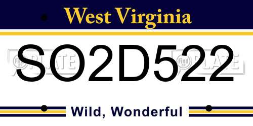 SO2D522 West Virginia License Plate