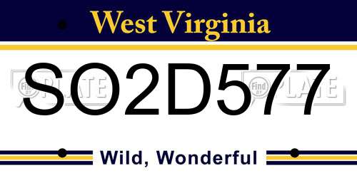 SO2D577 West Virginia License Plate