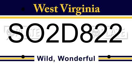 SO2D822 West Virginia License Plate
