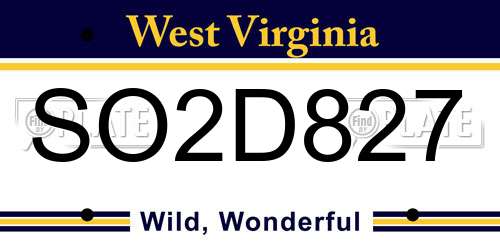 SO2D827 West Virginia License Plate